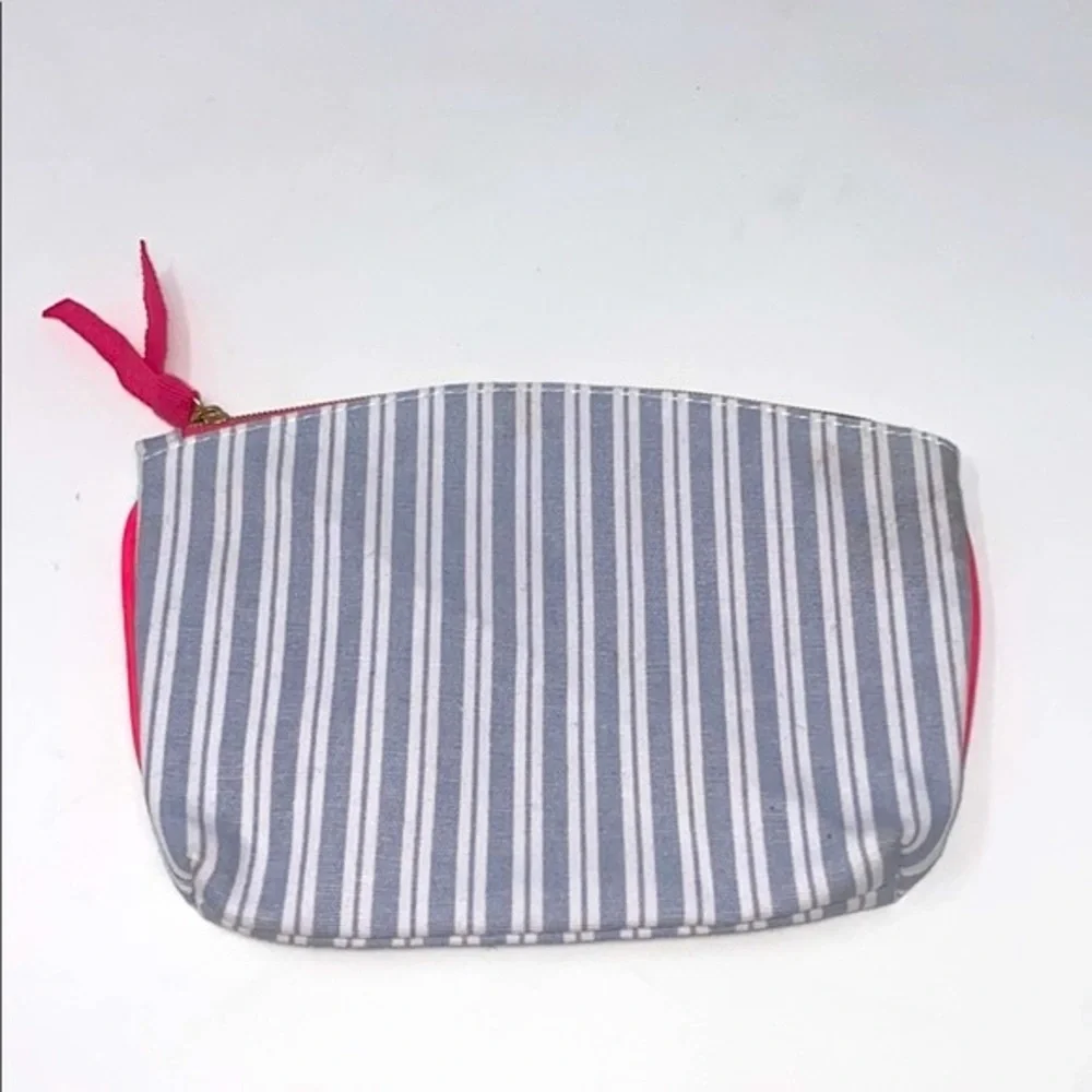 Ipsy Blue & White Striped Makeup Bag Cosmetic Pouch